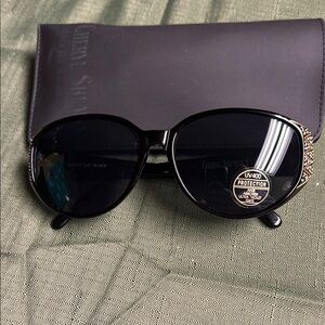 Cheryl Shuman Black Sunglasses with Sparkle Accents